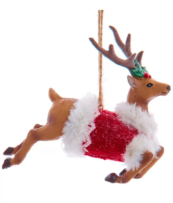 Boutique de Noël Animaux*Ornament, "Red Hat" Leaping Reindeer