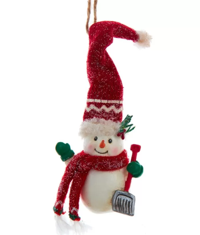 Boutique de Noël Ornament, "Red Hat" Snowman With Shovel