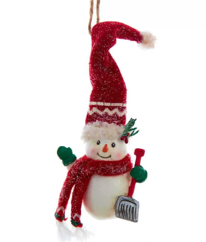 Boutique de Noël Bonhommes De Neige*Ornament, "Red Hat" Snowman With Shovel