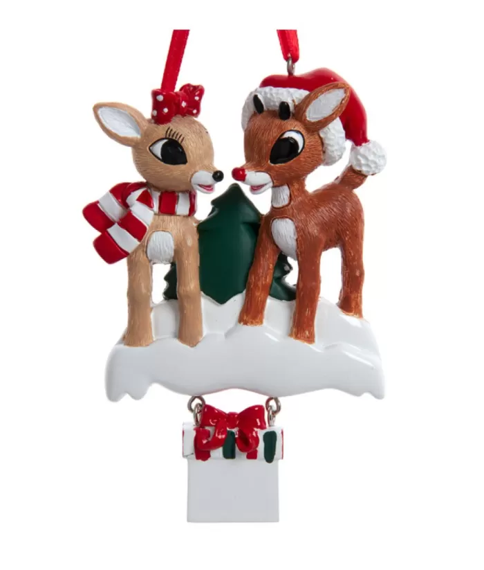 Boutique de Noël Ornament, Rudolph And Clarice With Xmas Present