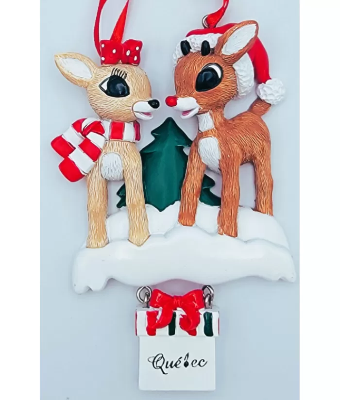 Boutique de Noël Animaux*Ornament, Rudolph And Clarice With Xmas Present