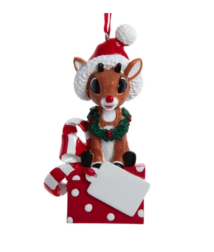 Boutique de Noël Ornament, Rudolph With Xmas Gift