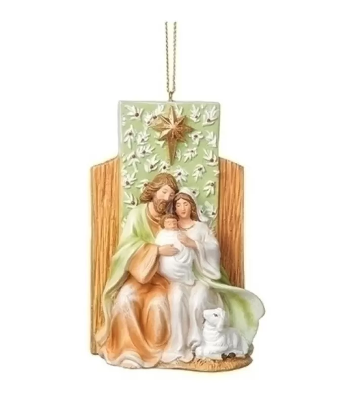 Boutique de Noël Ornament, Rustic Style, The Holy Family With Sheep