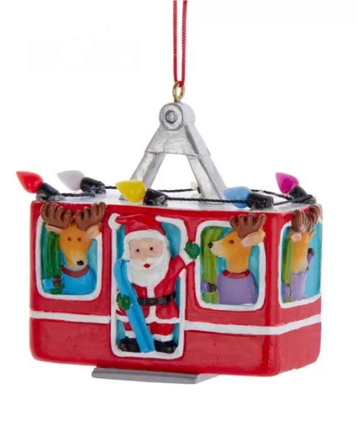 Boutique de Noël Ornament, Santa In A Ski Gondola