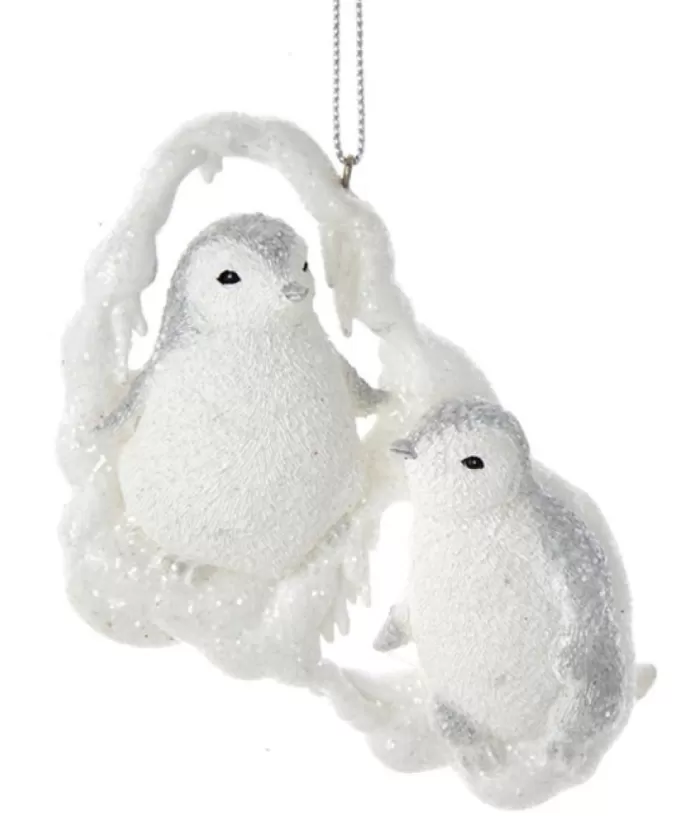 Boutique de Noël Ornament, Silver And White Penguins