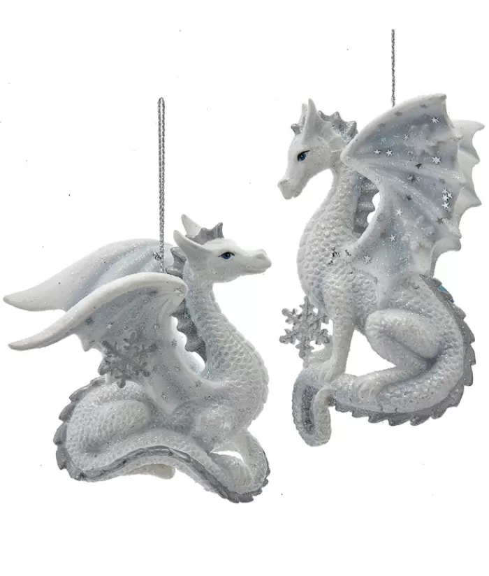 Boutique de Noël Animaux*Ornament, Silver And White Spangled Dragon