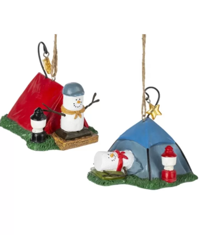 Boutique de Noël Ornament, S'Mores, Blue Tent Camper