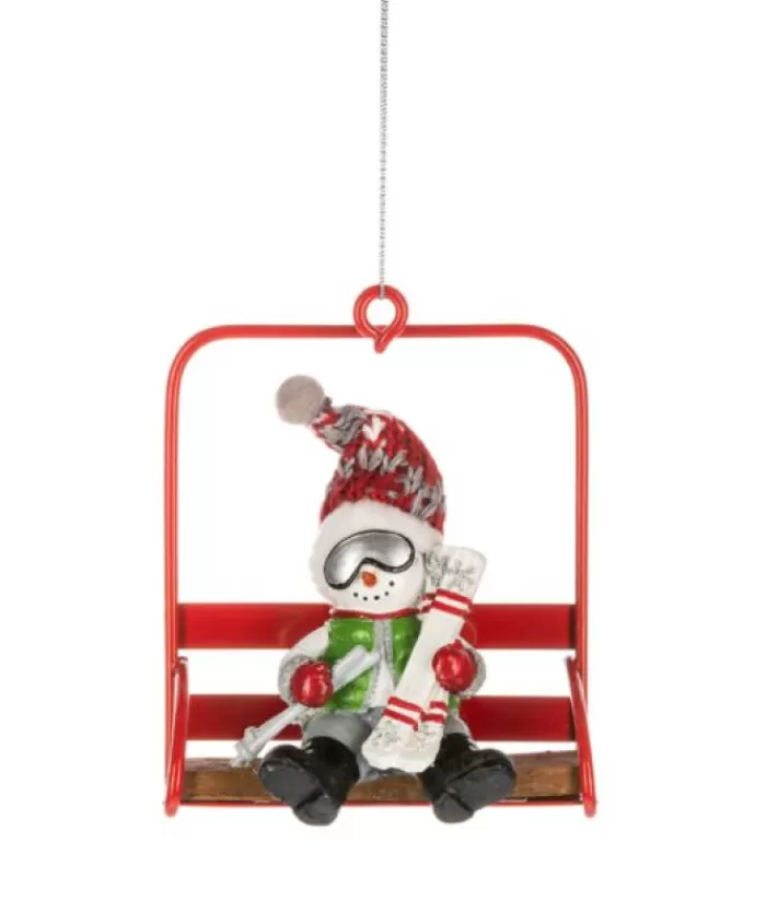 Boutique de Noël Sports*Ornament, Snowman On The Ski Chairlift