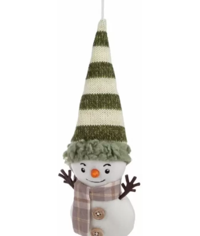 Boutique de Noël Ornament, Snowman With Sage Scarf And Tall Toque