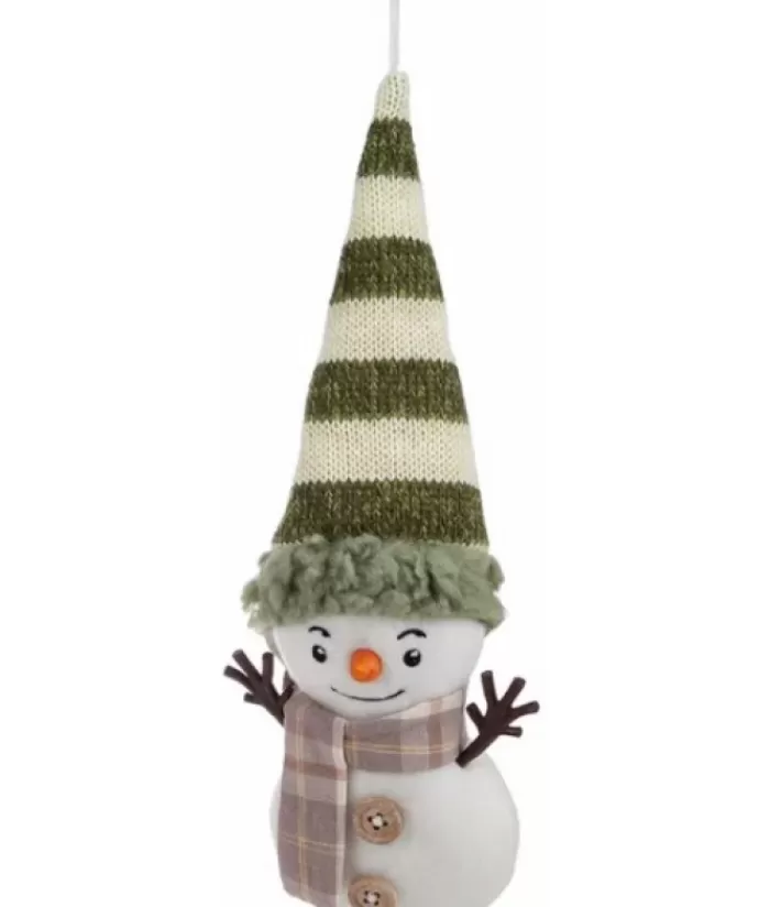 Boutique de Noël Bonhommes De Neige*Ornament, Snowman With Sage Scarf And Tall Toque