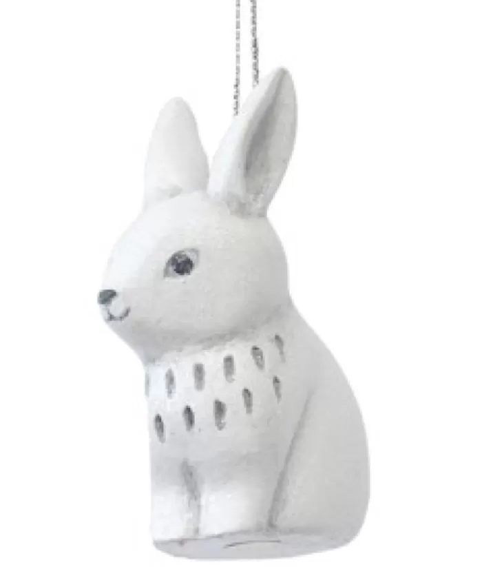 Boutique de Noël Ornament, Snowy Bunny, Rustic Style