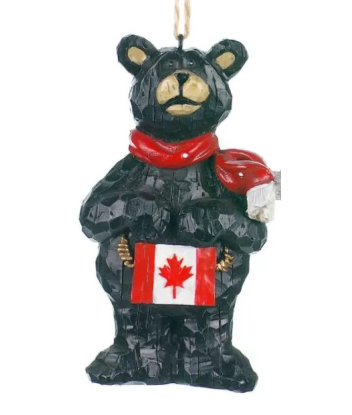 Boutique de Noël Animaux*Ornament, Standing Black Bear With Canadian Flag