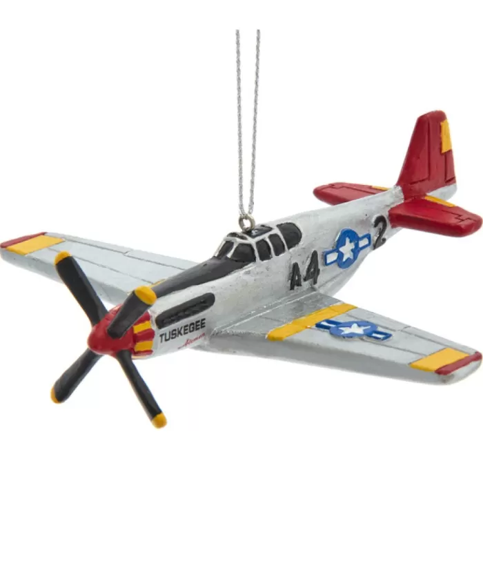 Boutique de Noël Ornament, The Famous P-51 Mustang, With Tuskegee Squardron Marking.