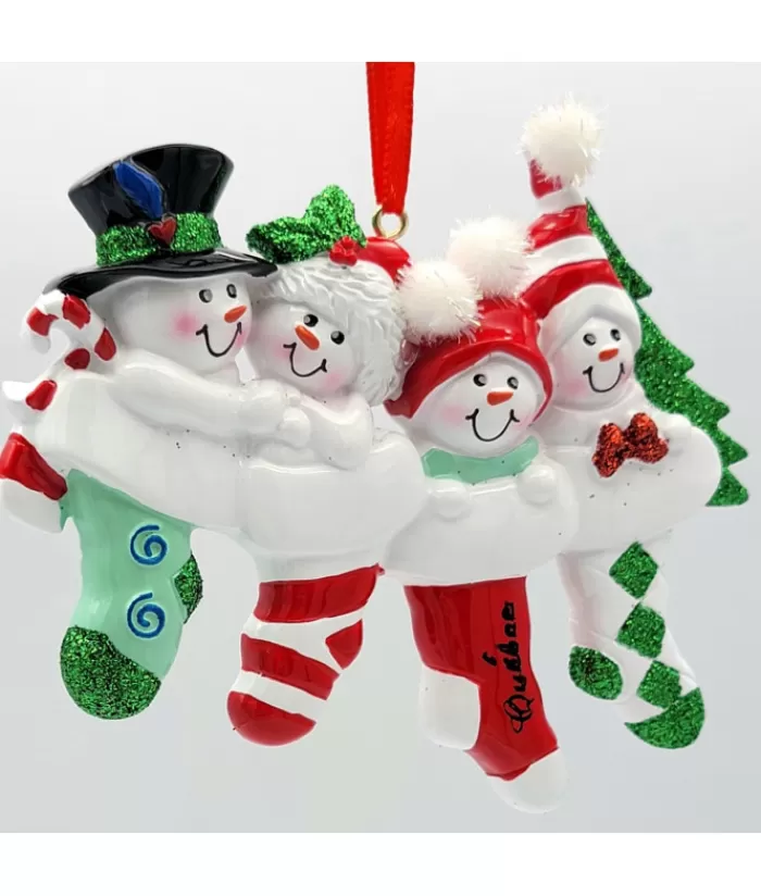 Boutique de Noël Bonhommes De Neige*Ornament, The Snowman Family, With Xmas Stockings