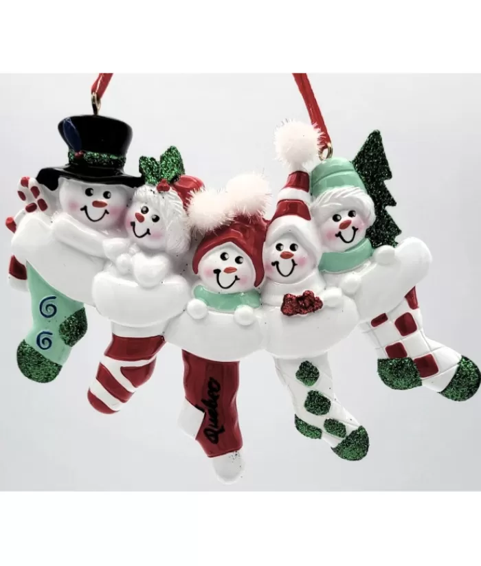 Boutique de Noël Bonhommes De Neige*Ornament, The Snowman Family, With Xmas Stockings