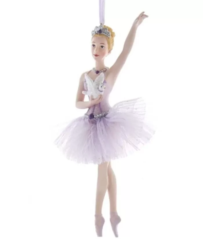 Boutique de Noël Ornament, Tip Toe Ballerina In Purple Fabric Tutu.