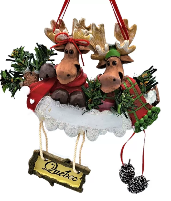 Boutique de Noël Animaux*Ornament, Two Moose With Pine Cones