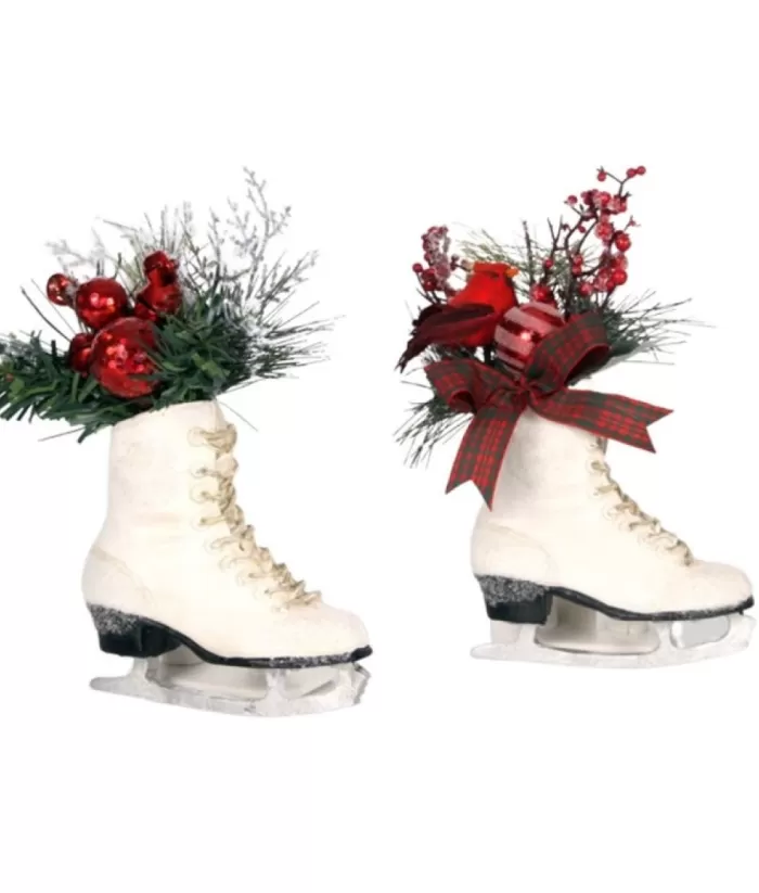 Boutique de Noël Ornament, White Skate, With Cardinal