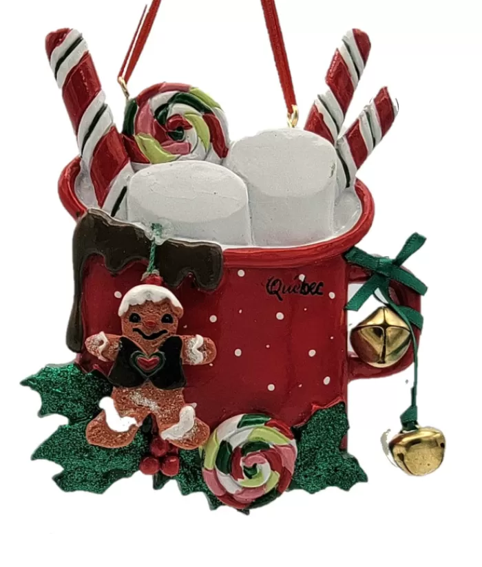 Boutique de Noël Nourriture & Breuvages*Ornament With Bells, Mug Of Hot Chocolate