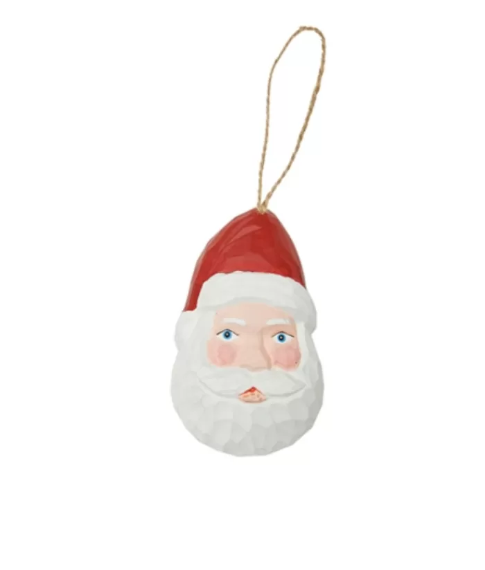 Boutique de Noël Anges & Père Noël*Ornament, Wooden Rustic Santa Head Figurine