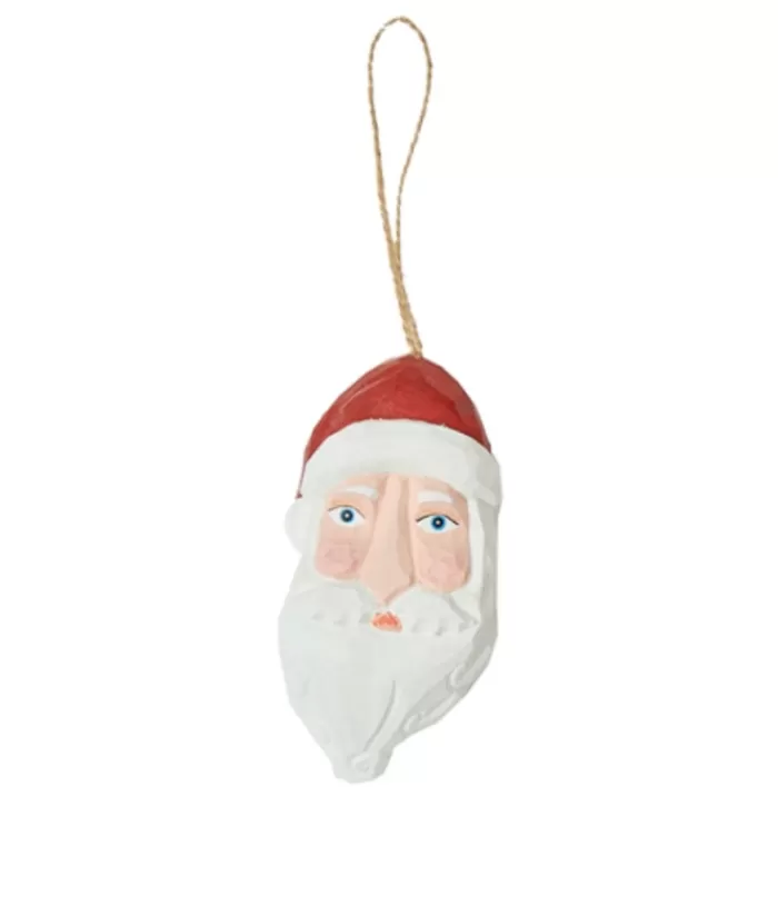 Boutique de Noël Anges & Père Noël*Ornament, Wooden Rustic Santa Head Figurine