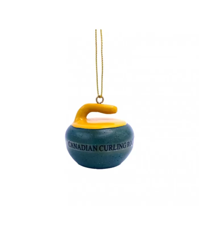 Boutique de Noël Ornament, Yellow Curling Rock, In Resin.