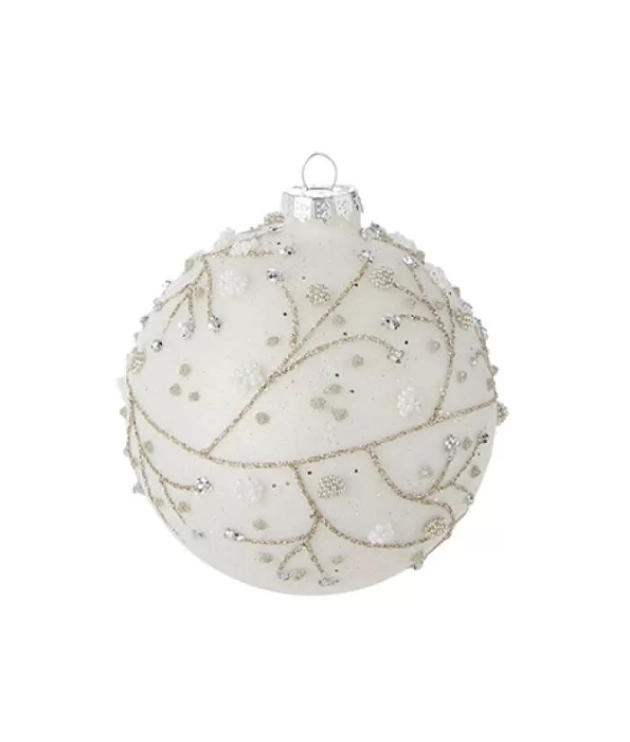 Boutique de Noël Divers*Ornate Glittered White Glass Ball, 100Mm