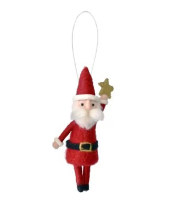 Boutique de Noël Ornement D'Arbre De Noël, Père Noël Laineux Tenant Une Etoile En L'Air