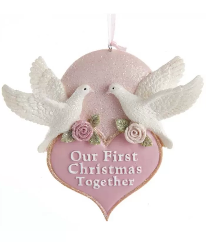 Boutique de Noël Our First Christmas Together'' Heart With Doves Ornament