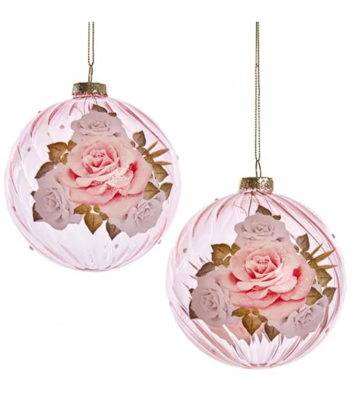 Boutique de Noël Paterned Roses Glass Ball Ornament