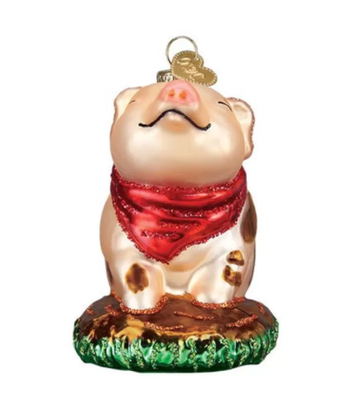 Boutique de Noël Pink Piggy Glass Ornament