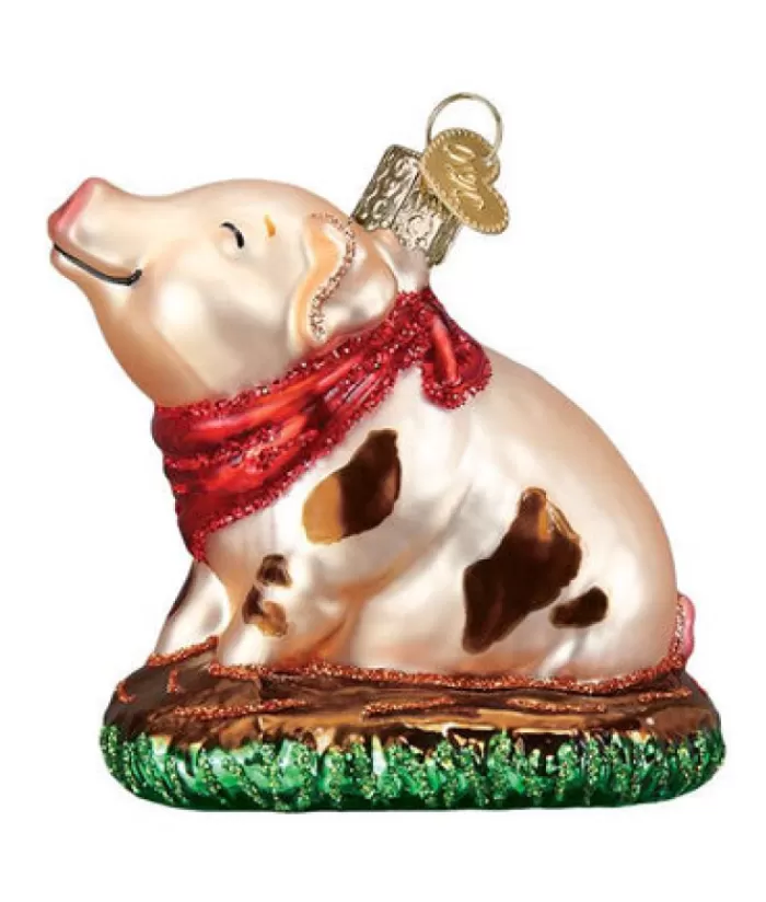 Boutique de Noël Animaux*Pink Piggy Glass Ornament