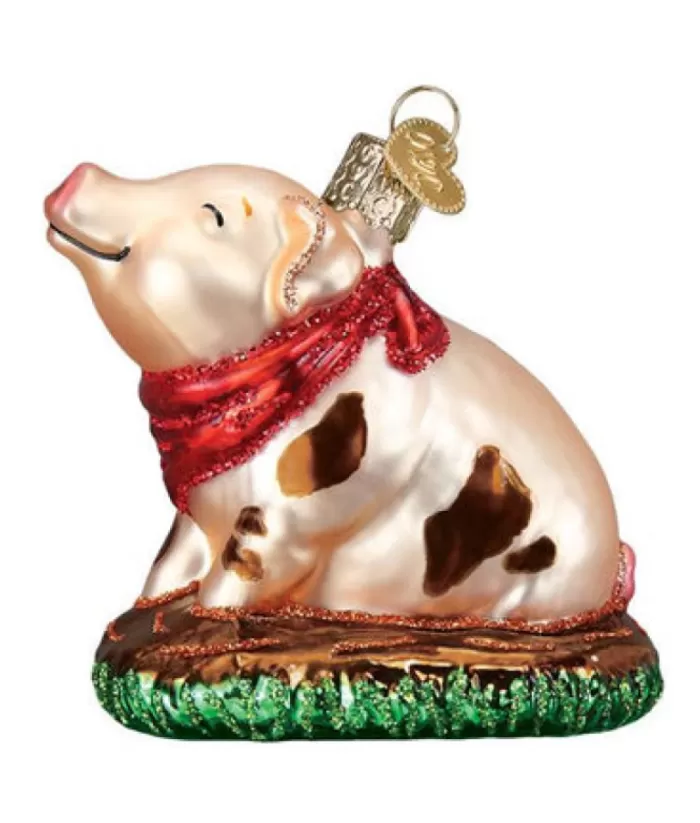 Boutique de Noël Pink Piggy Glass Ornament