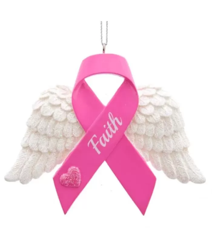 Boutique de Noël Famille & Amitiés*Pink Ribbon With Wings Ornament