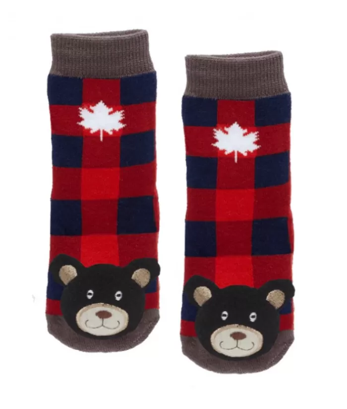 Boutique de Noël Vêtements*Plaid Black Bear Baby Socks