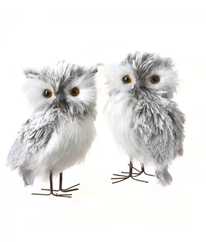 Boutique de Noël Animaux*Plush Grey Owl Ornaments (2-Piece Set)