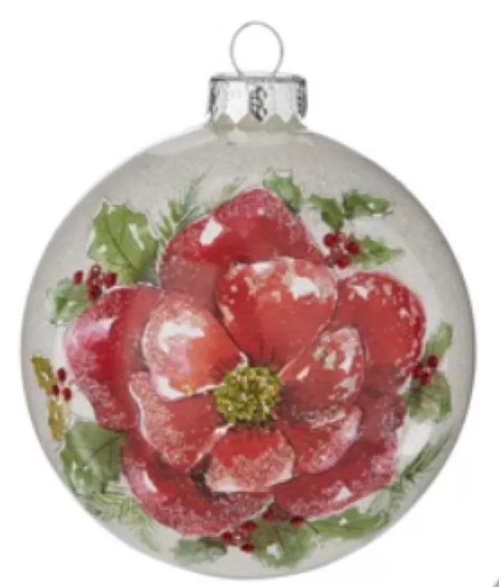 Boutique de Noël Poinsettia Glass Ball Ornament