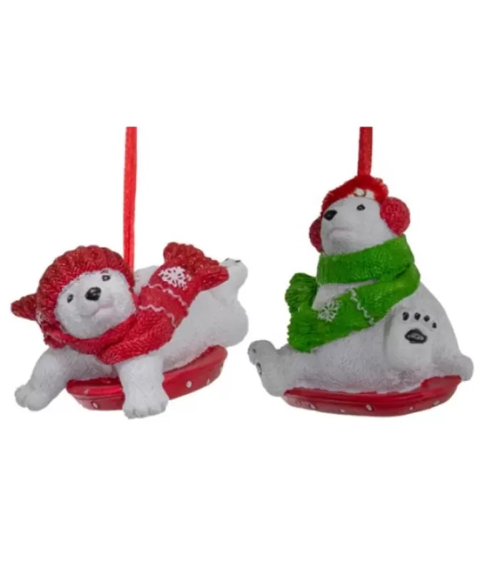 Boutique de Noël Polar Bear With Green Scarf Ornament