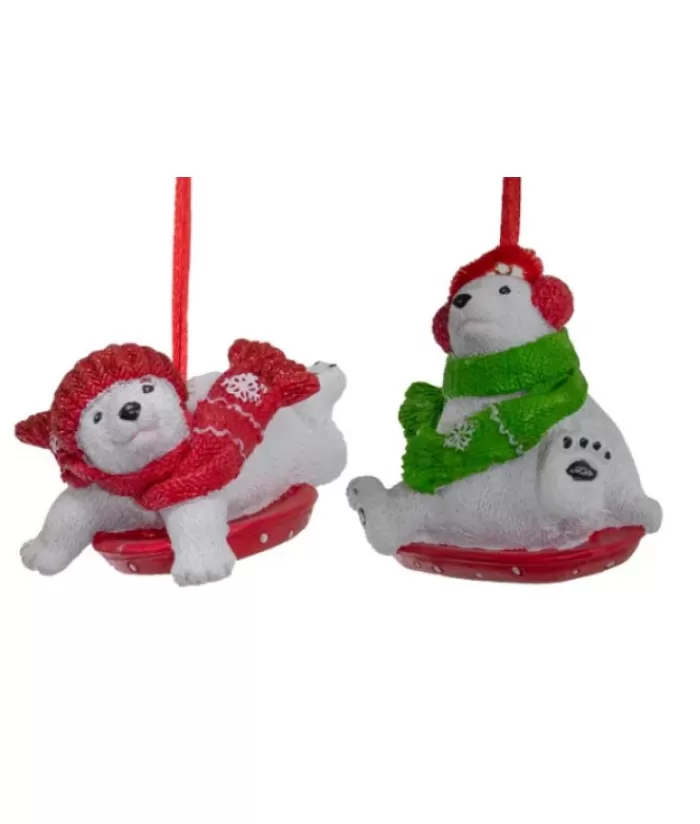 Boutique de Noël Animaux*Polar Bear With Green Scarf Ornament