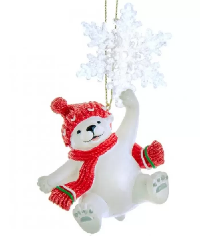 Boutique de Noël Animaux*Polar Bear With Snowflake Ornament