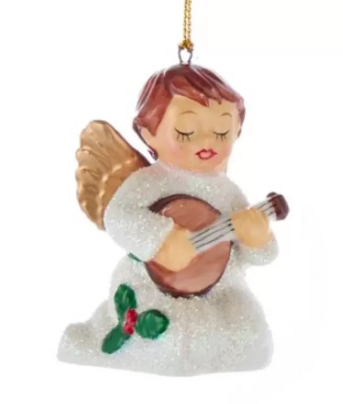 Boutique de Noël Anges & Père Noël*Porcelain Angel With Banjo Ornament