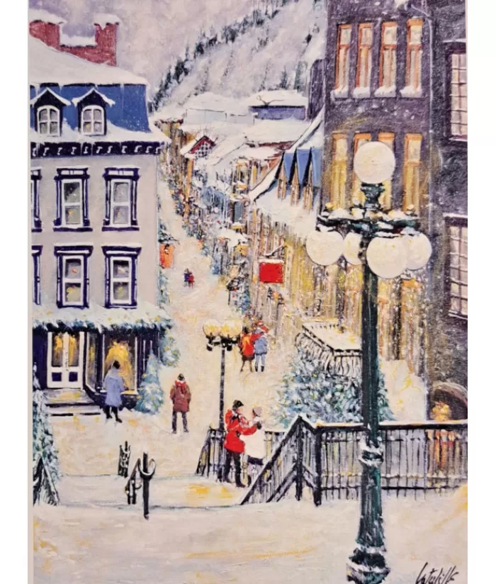 Boutique de Noël Cartes De Noël*Post Card, Souvenir Of Québec, Winter Scene, " L'Heure Magique".