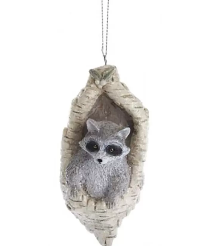 Boutique de Noël Raccoon In Bark Tree Ornament