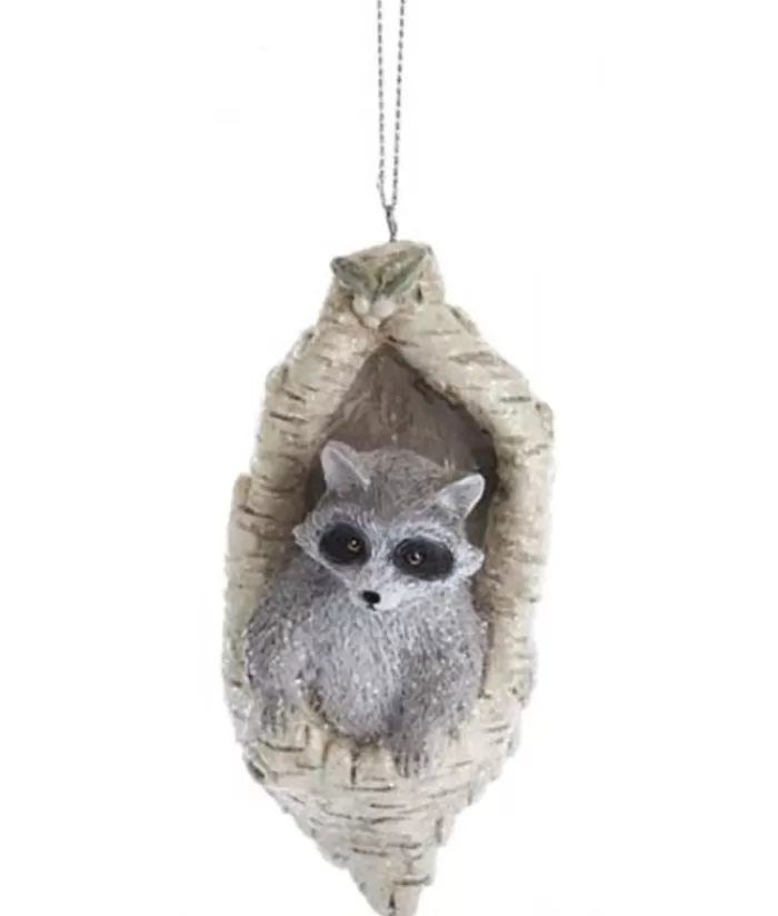 Boutique de Noël Animaux*Raccoon In Bark Tree Ornament