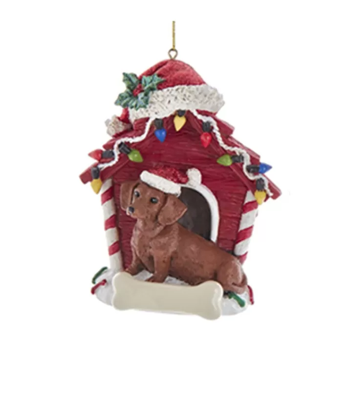 Boutique de Noël Red Dachshung Ornament With Doghouse