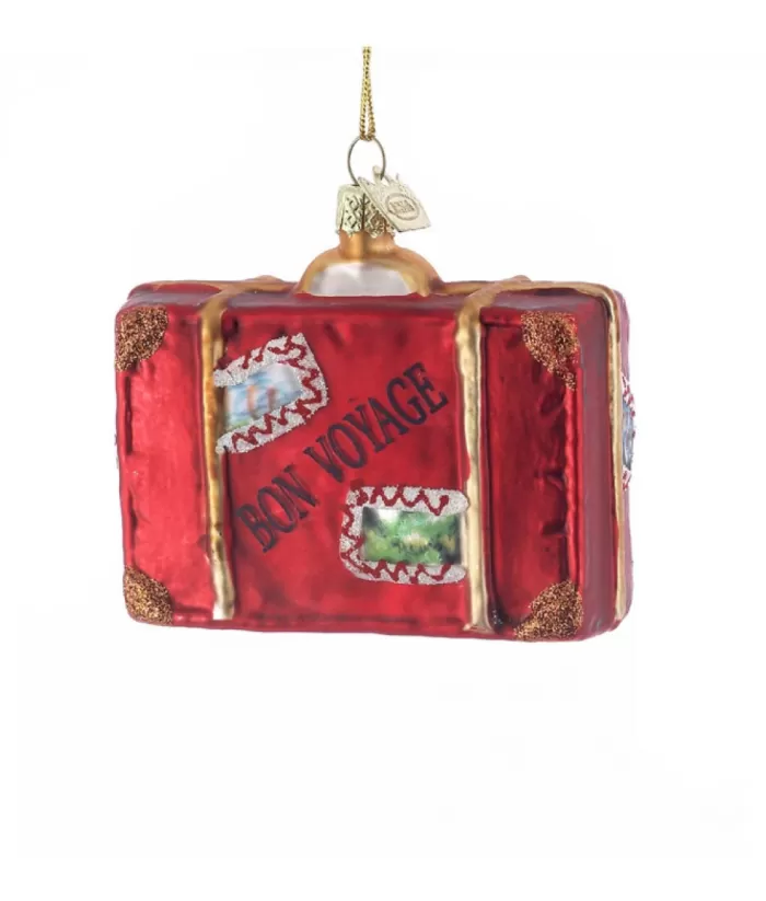 Boutique de Noël Red Luggage Glass Ornament