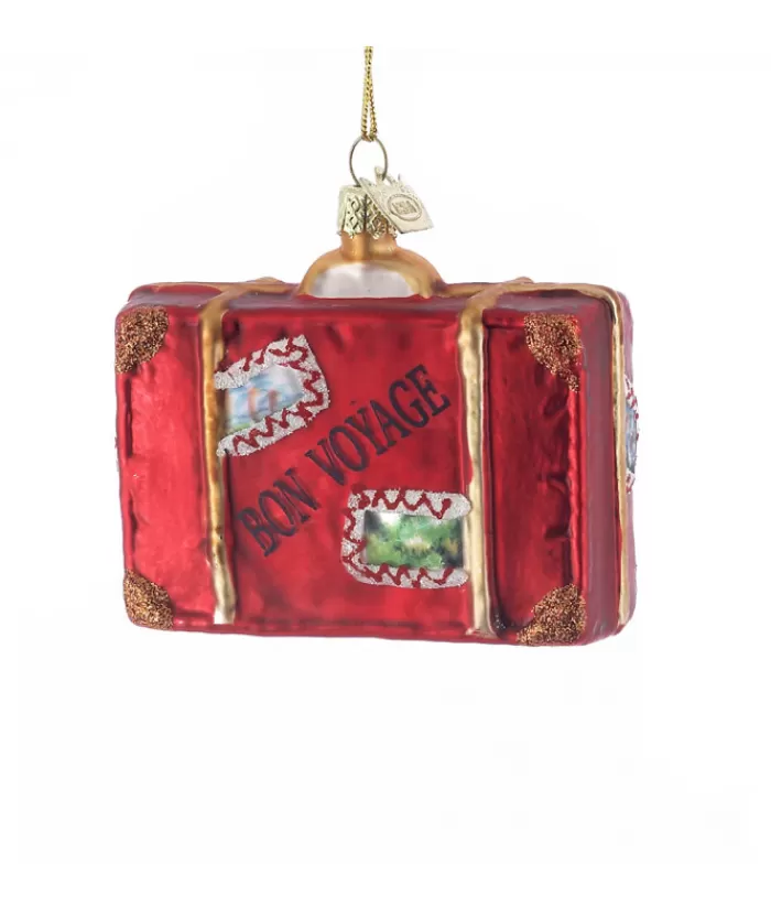 Boutique de Noël Loisirs & Professions*Red Luggage Glass Ornament