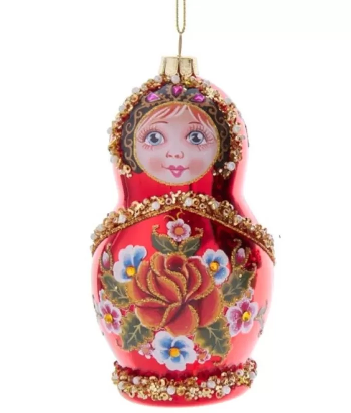 Boutique de Noël Red Russian Doll Glass Ornament