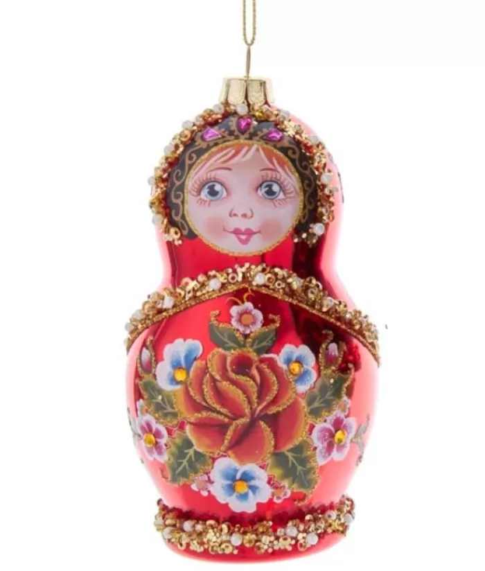 Boutique de Noël Divers*Red Russian Doll Glass Ornament