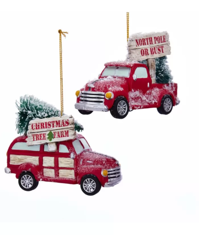 Boutique de Noël Red Truck With ''Christmas Tree Farm'' Ornament